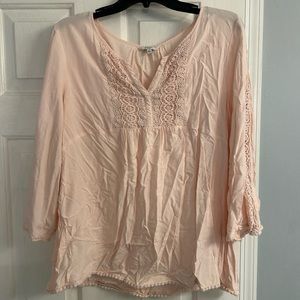 Three quarter sleeve Pink Blouse